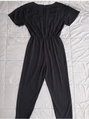 White House Black Market Black Short-Sleeve Jumpsuit
